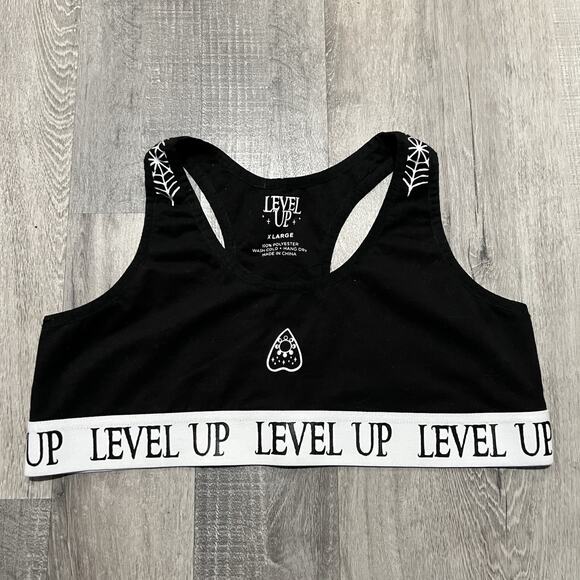 Level Up EDM Sports Bra Merch Black/White Dubstep Ouiji Planchette Subtronics S - Picture 1 of 5